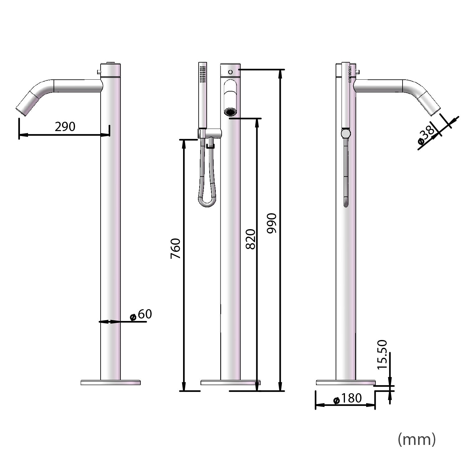 Sined Oristano Rubinetto Nero Per Vasca Con Doccetta Inox 316l Per Esterno Vasca Con Doccetta