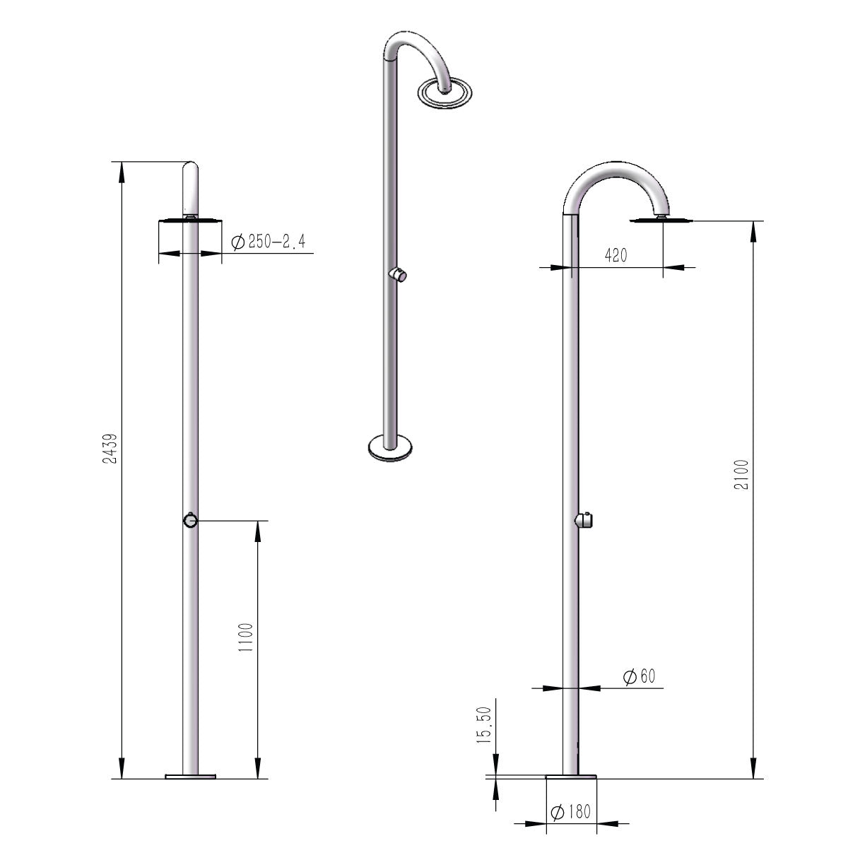 Doccia Inox Palau Fredda Per Piscina e Giardino
