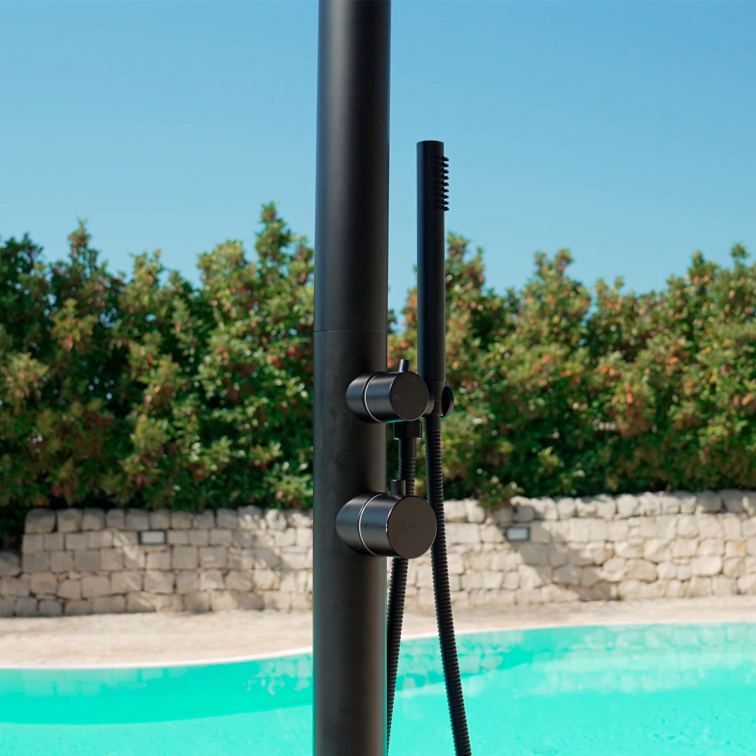 Sined Pula Doccia Per Piscina In Acciaio Inox 316l Con Doccetta Nero Satinato