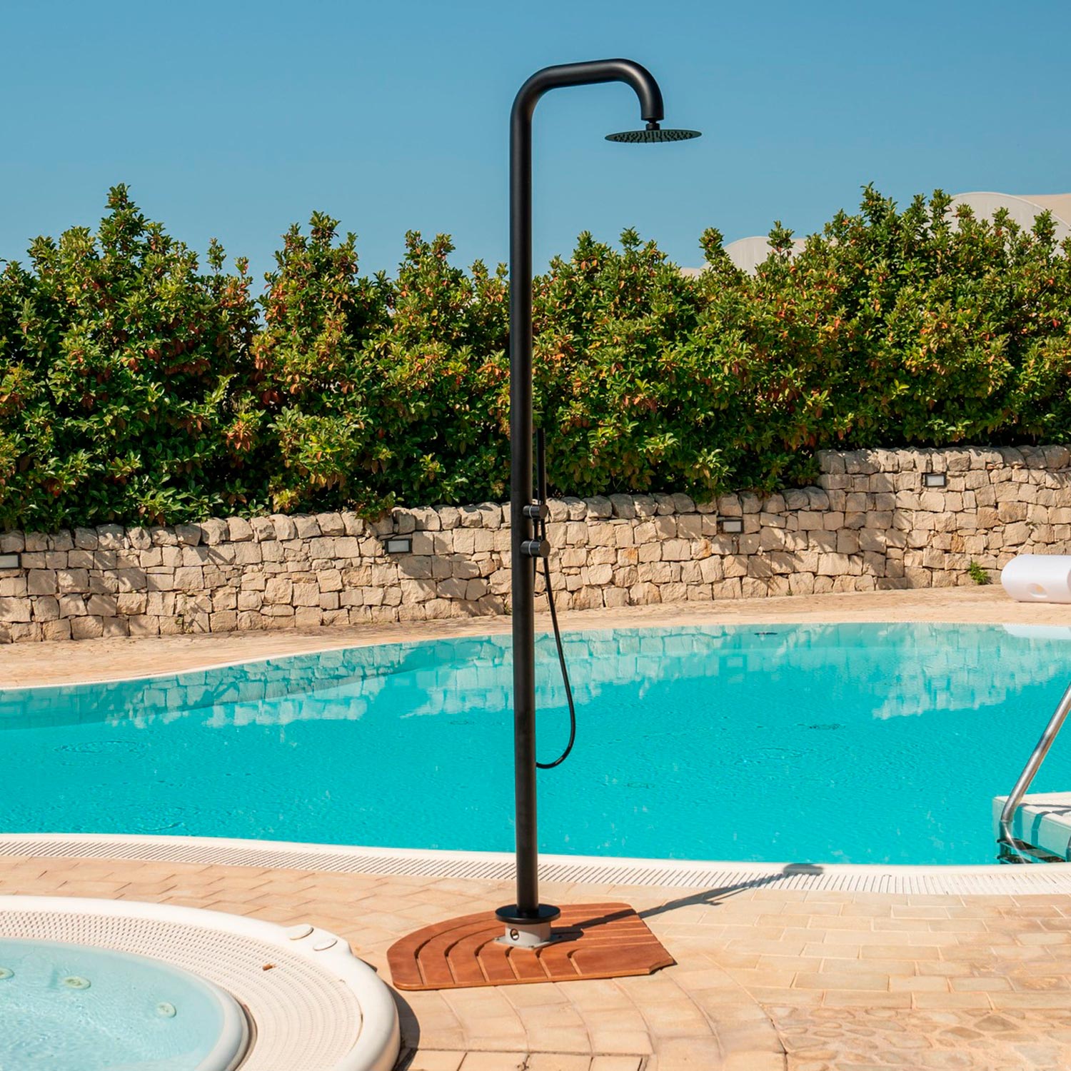 Sined Pula Doccia Per Piscina In Acciaio Inox 316l Con Doccetta Nero Satinato