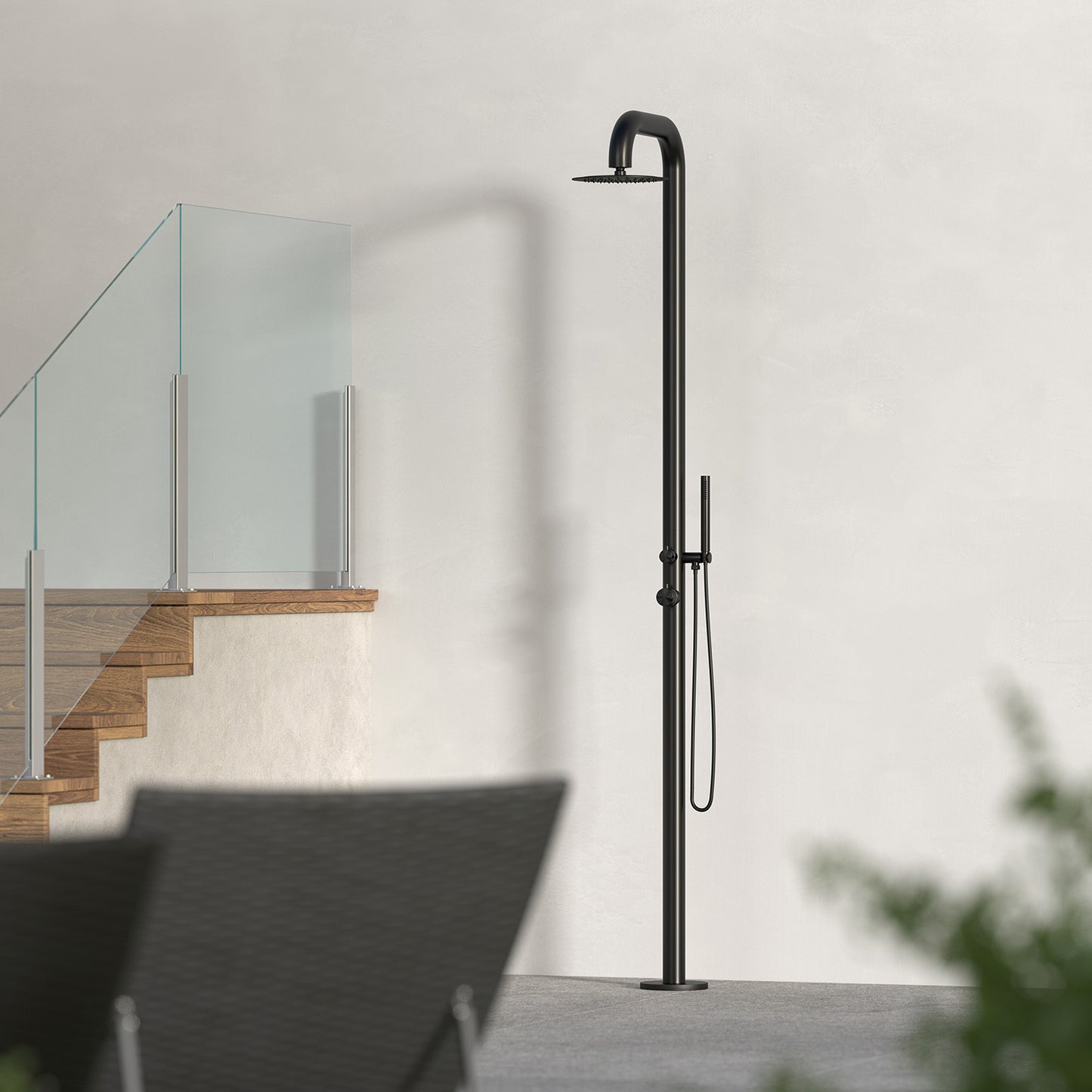 Doccia Nera In Acciaio Inox Aisi 316l Per Esterni Design Elegante e Resistente Con Miscelatore e Doccetta a Mano Acquisto Sicuro Consegna Veloce Garanzia Postvendita