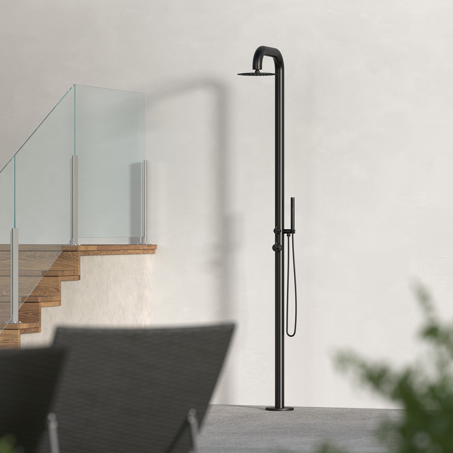 Doccia Nera In Acciaio Inox Aisi 316l Per Esterni Design Elegante e Resistente Con Miscelatore e Doccetta a Mano Acquisto Sicuro Consegna Veloce Garanzia Postvendita
