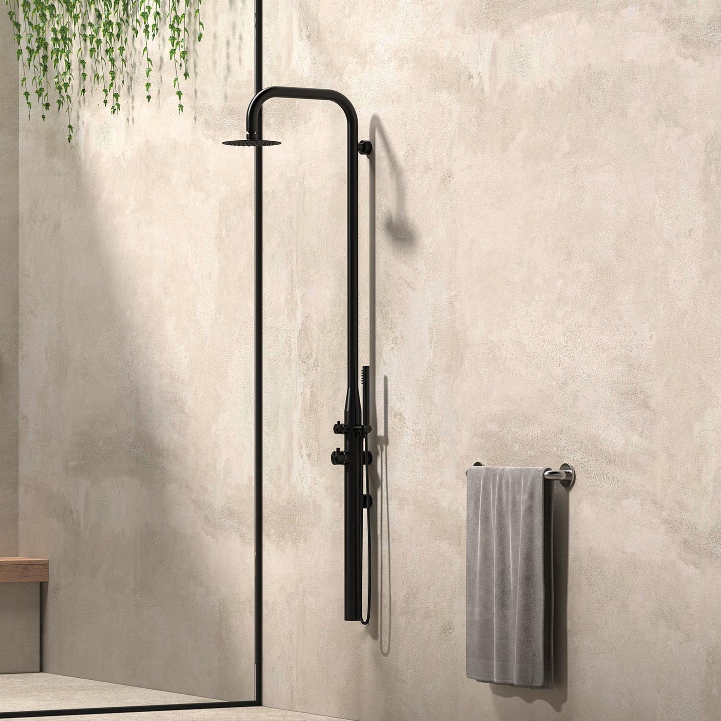 Doccia Nera a Parete In Acciaio Inox 316l Design Elegante e Resistente