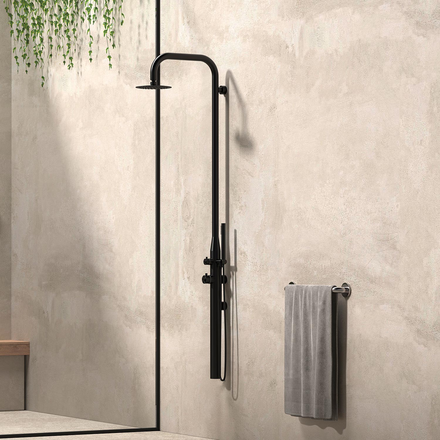Doccia Nera a Parete In Acciaio Inox 316l Design Elegante e Resistente