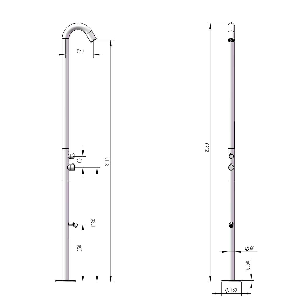Doccia Esterna Inox Bianca Per Casa e Giardino