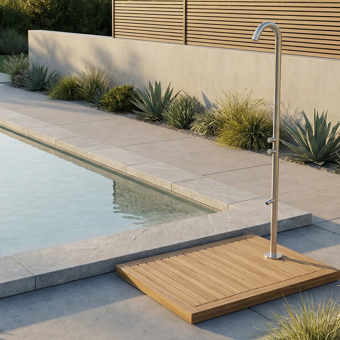 Doccia outdoor acqua fredda temporizzata inox 316L satinata