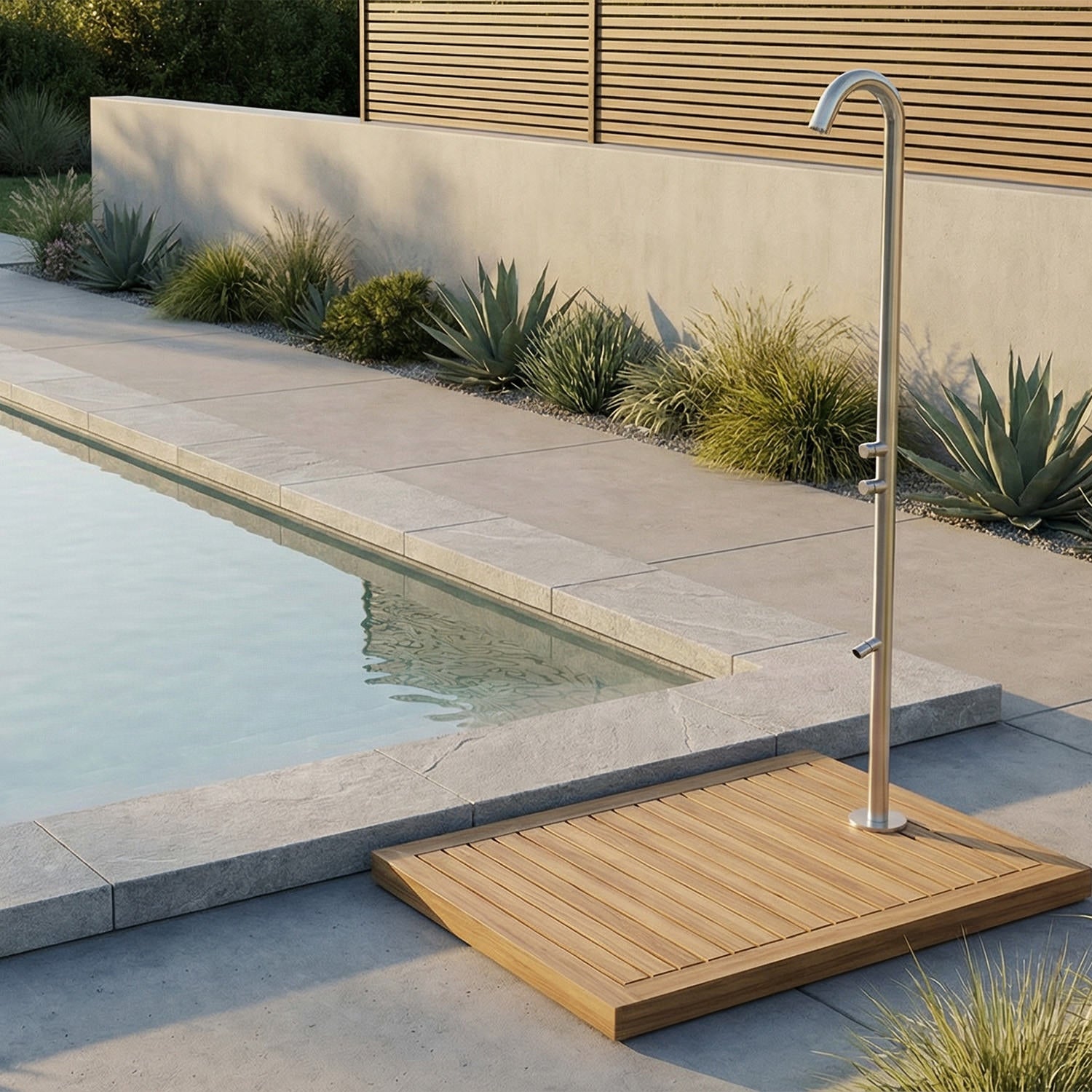 Doccia outdoor acqua fredda temporizzata inox 316L satinata