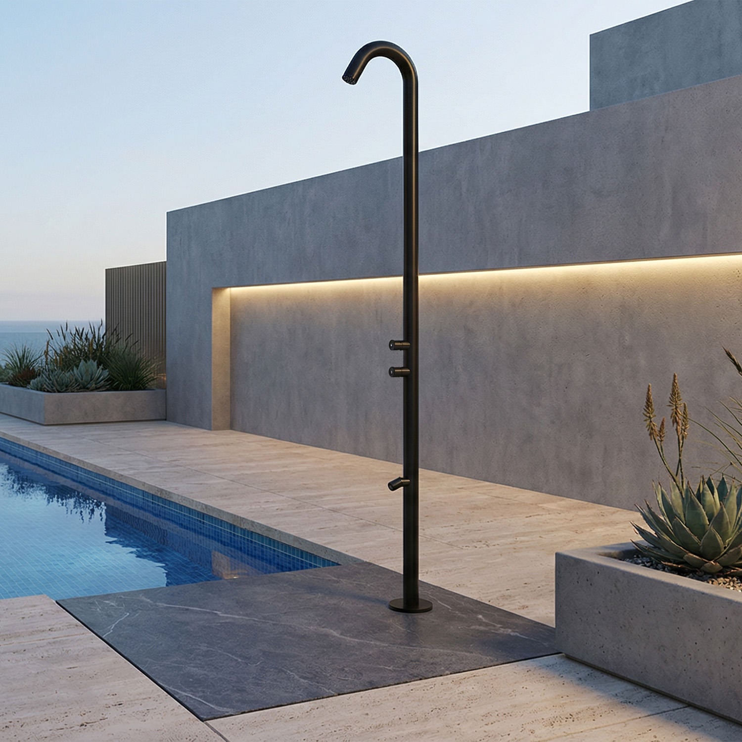 doccia esterna nera sined in acciaio inox 316l design elegan