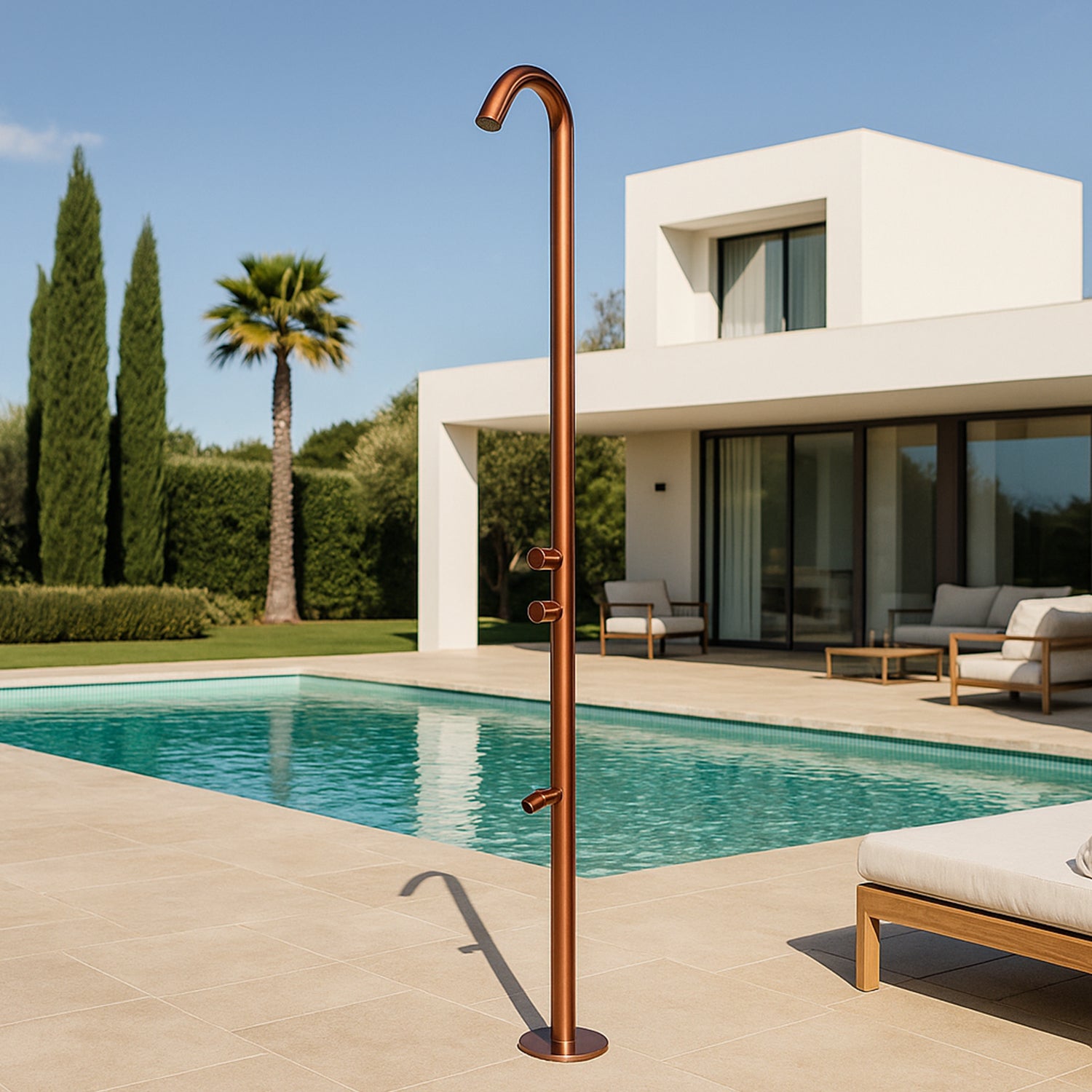 Doccia esterna oro rosa in acciaio inox 316L design elegante