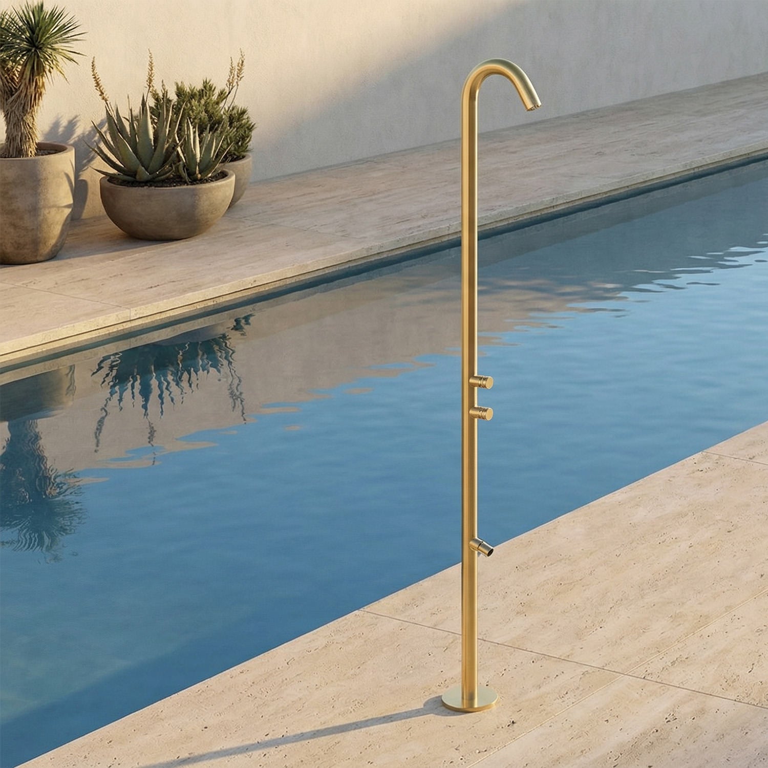 Doccia outdoor oro acqua fredda temporizzata inox 316L