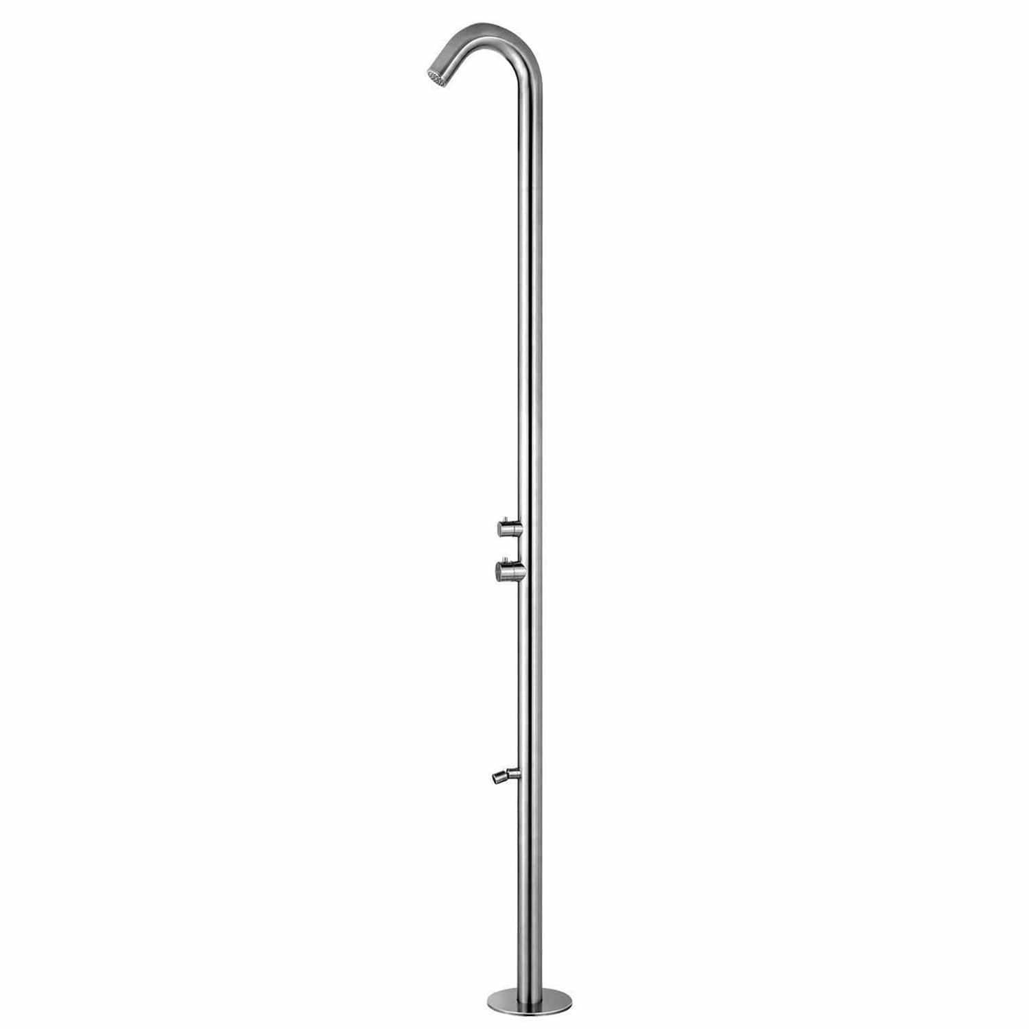 Sined Quartu Doccia Per Esterni In Acciaio 316l Con Soffione e Lavapiedi h 2289 Cm Inox Attacchi a Scomparsa Sulla Base