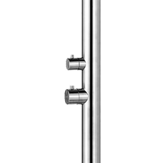 Sined Quartu Doccia Per Esterni In Acciaio 316l Con Soffione e Lavapiedi h 2289 Cm Inox Attacchi a Scomparsa Sulla Base