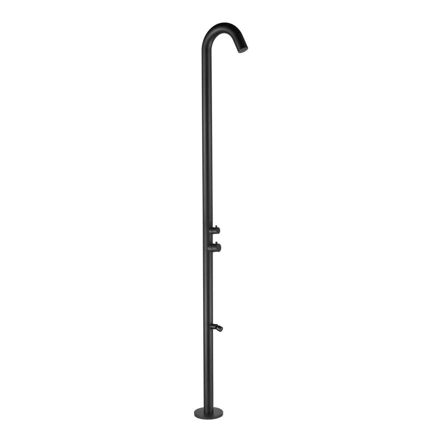 Doccia Esterna Nera Sined In Acciaio Inox 316l Design Elegante e Resistente Con Miscelatore Acqua Calda e Fredda Soffione Da 60 Mm Deviatore e Lavapiedi Integrato Ideale Per Ambienti Privati e Professionali Acquisto Sicuro Consegna Veloce Garanzi