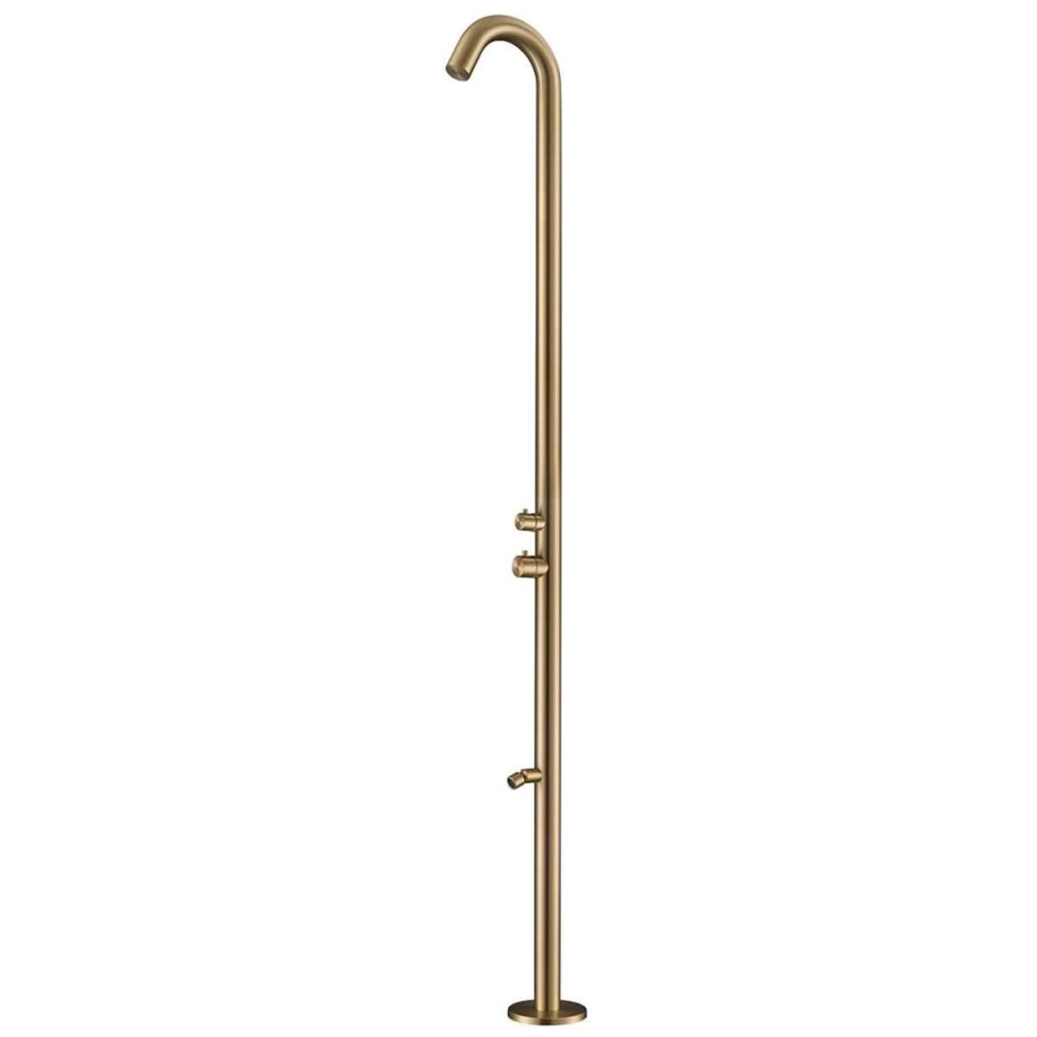 Sined Quartu Doccia Per Esterni In Acciaio 316l Con Soffione e Lavapiedi h 2289 Cm Inox Oro Con Soffione Deviatore e Lavapiedi