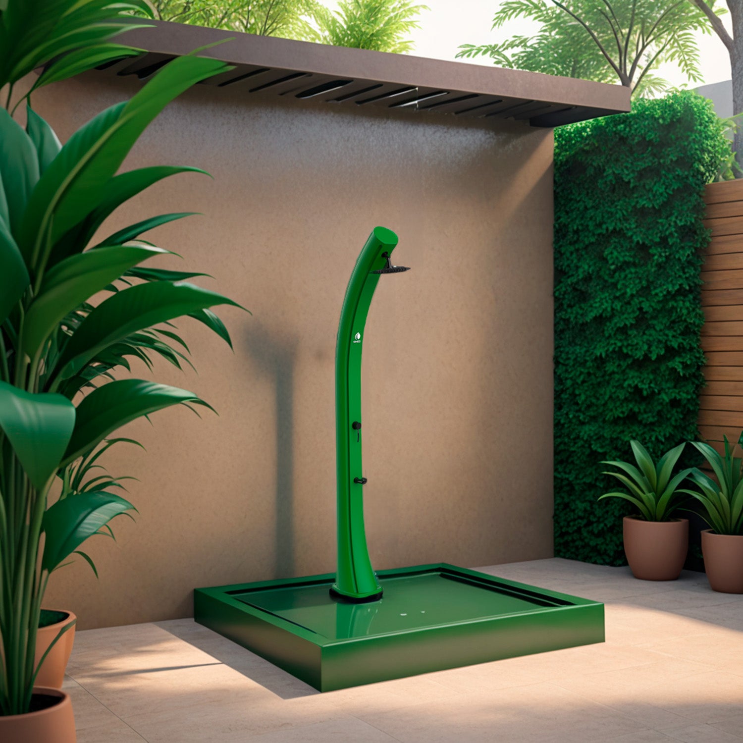 Doccia Solare Sined Sole Xxl Verde Design Elegante Materiali Resistenti 40l Soffione 20 Cm Rubinetto Lavapiedi Acquista Ora