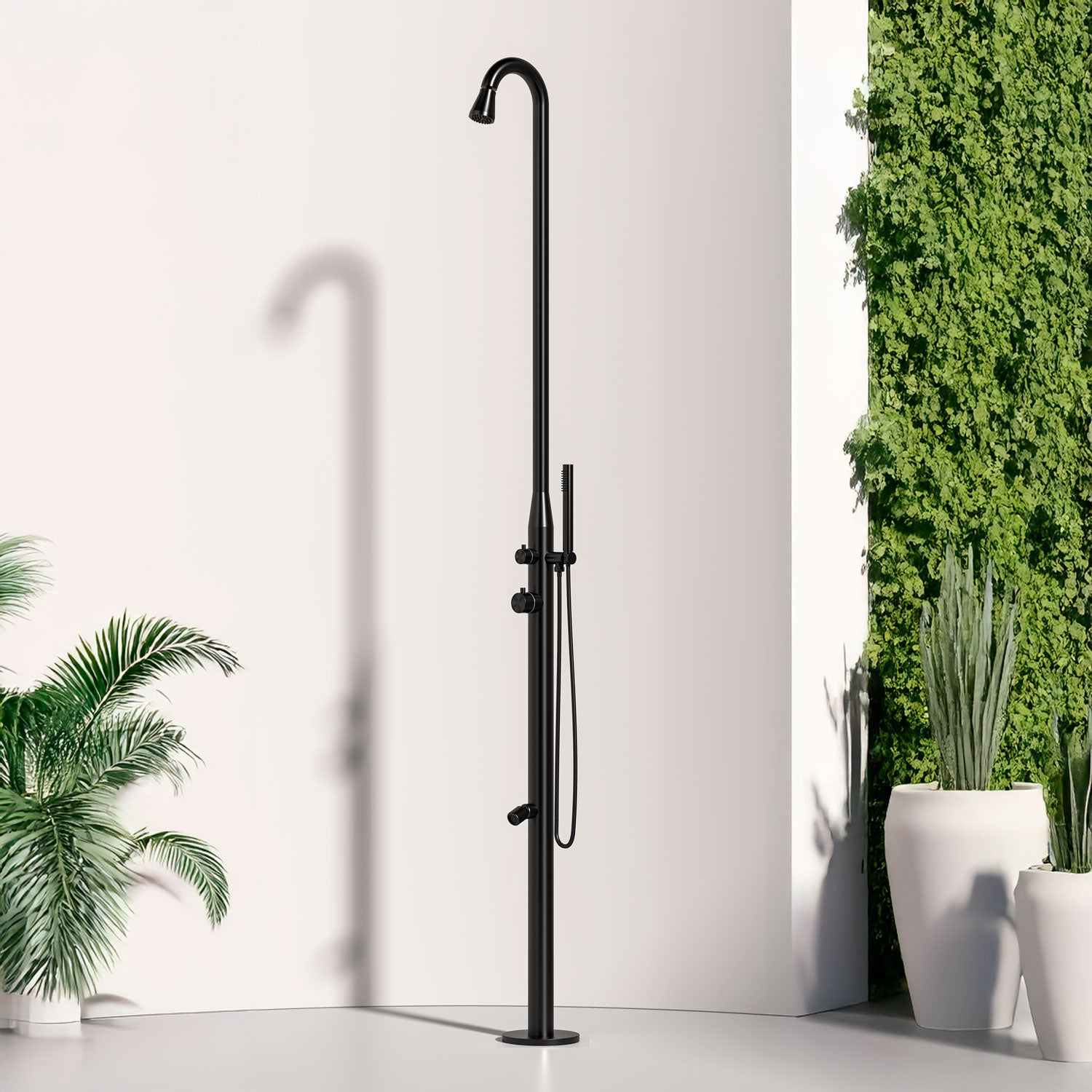 Doccia Esterna Nera In Acciaio Inox Aisi 316l Design Elegante e Resistente Con Acqua Calda e Fredda Acquista Ora Con Spedizione Veloce e Garanzia Postvendita