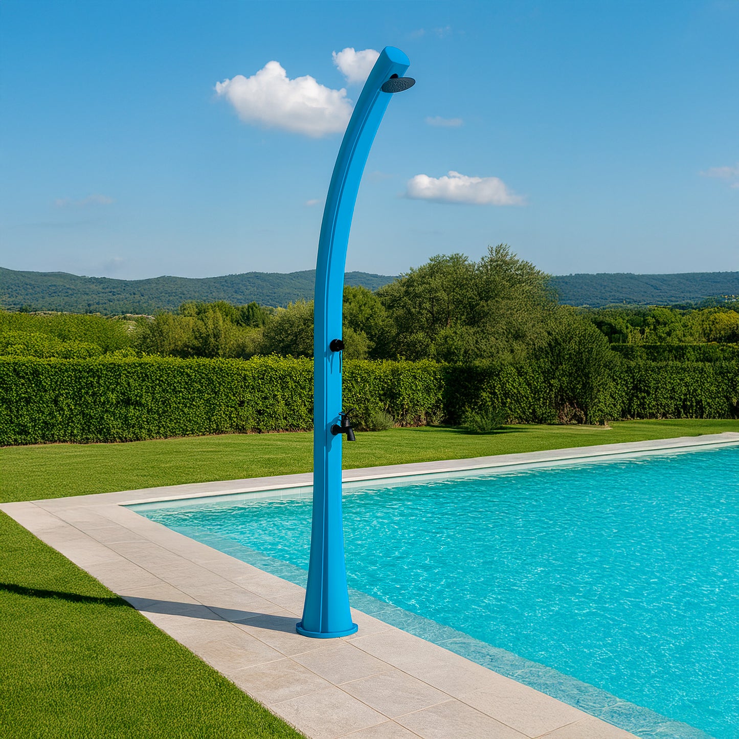 Doccia Solare Blu Rio Design Elegante Materiali Resistenti Acquisto Sicuro