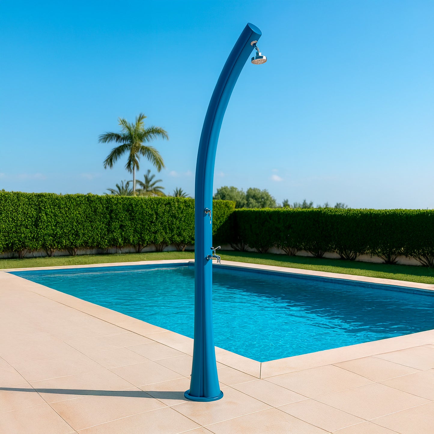 Doccia Solare Blu Rio Design Elegante Materiali Resistenti Acquisto Sicuro