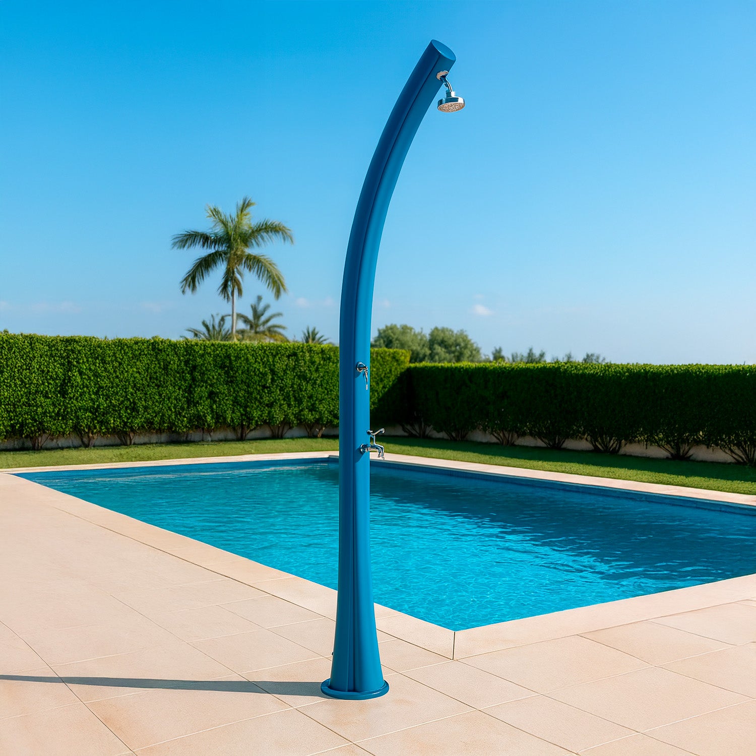Doccia Solare Blu Rio Design Elegante Materiali Resistenti Acquisto Sicuro