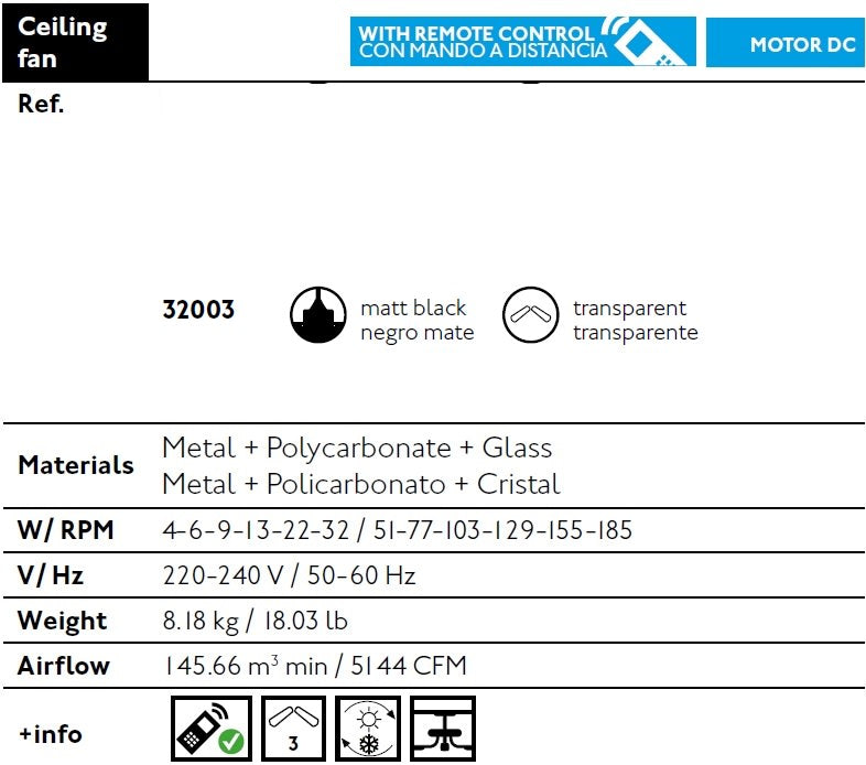 Ventilatore Nero Per Interno Da Soffitto Senza Luce