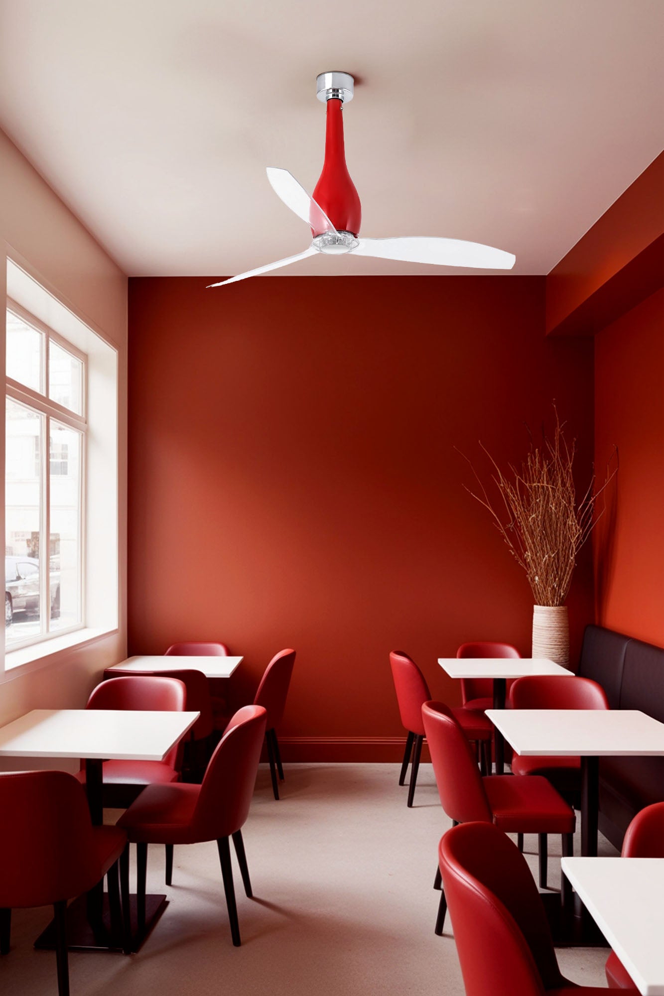 Ventilatore Rosso Da Soffitto Senza Luce Estate Inverno