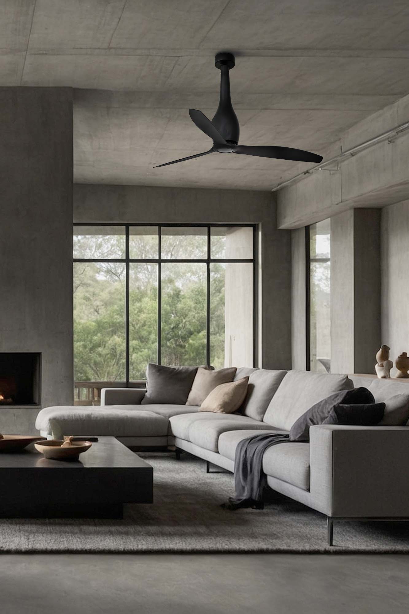 Ventilatore Senza Luce Eterfan Nero Opaco Con Motore Dc