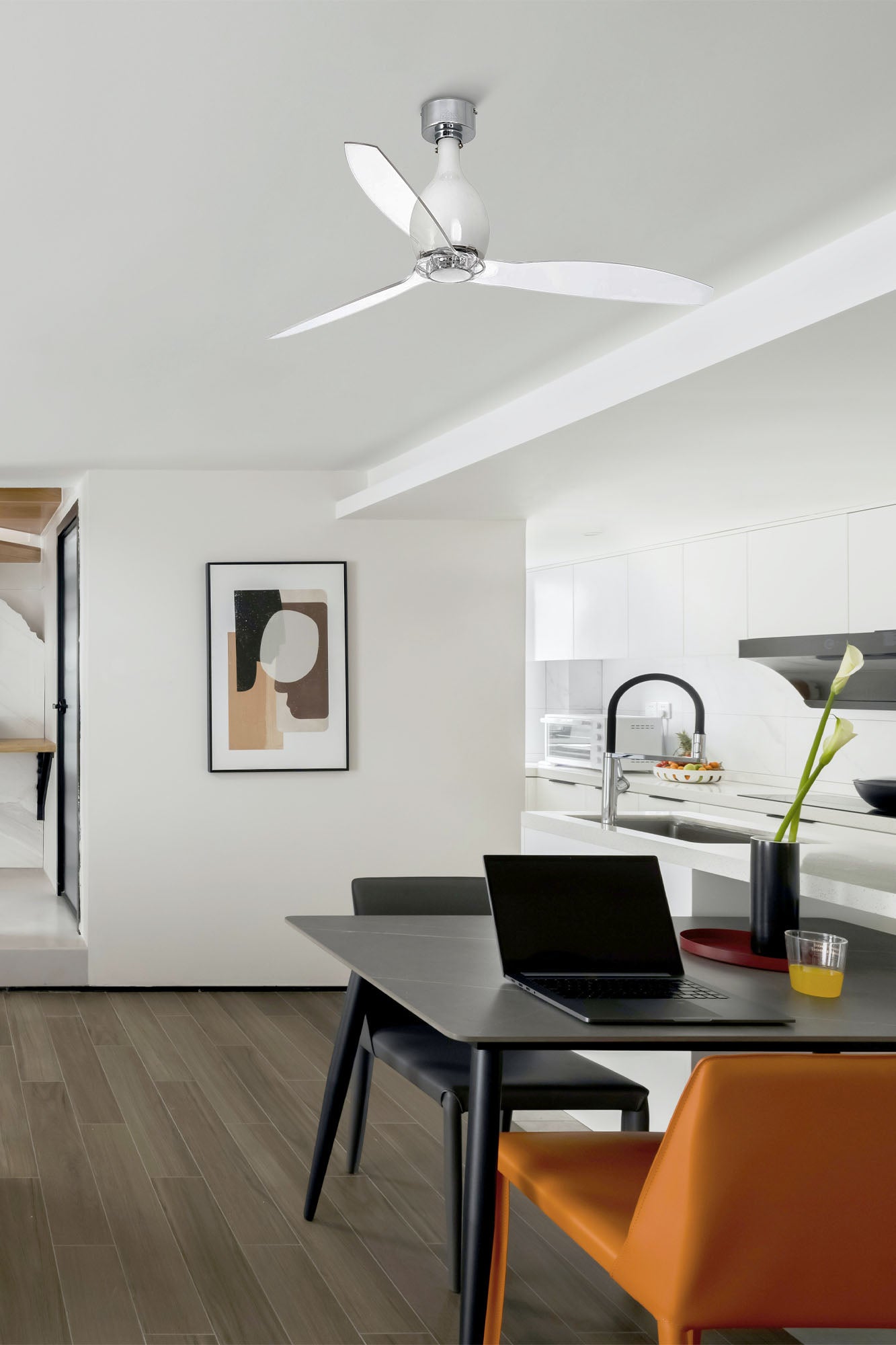 Ventilatore Da Soffitto Senza Luce Bianco Brillante