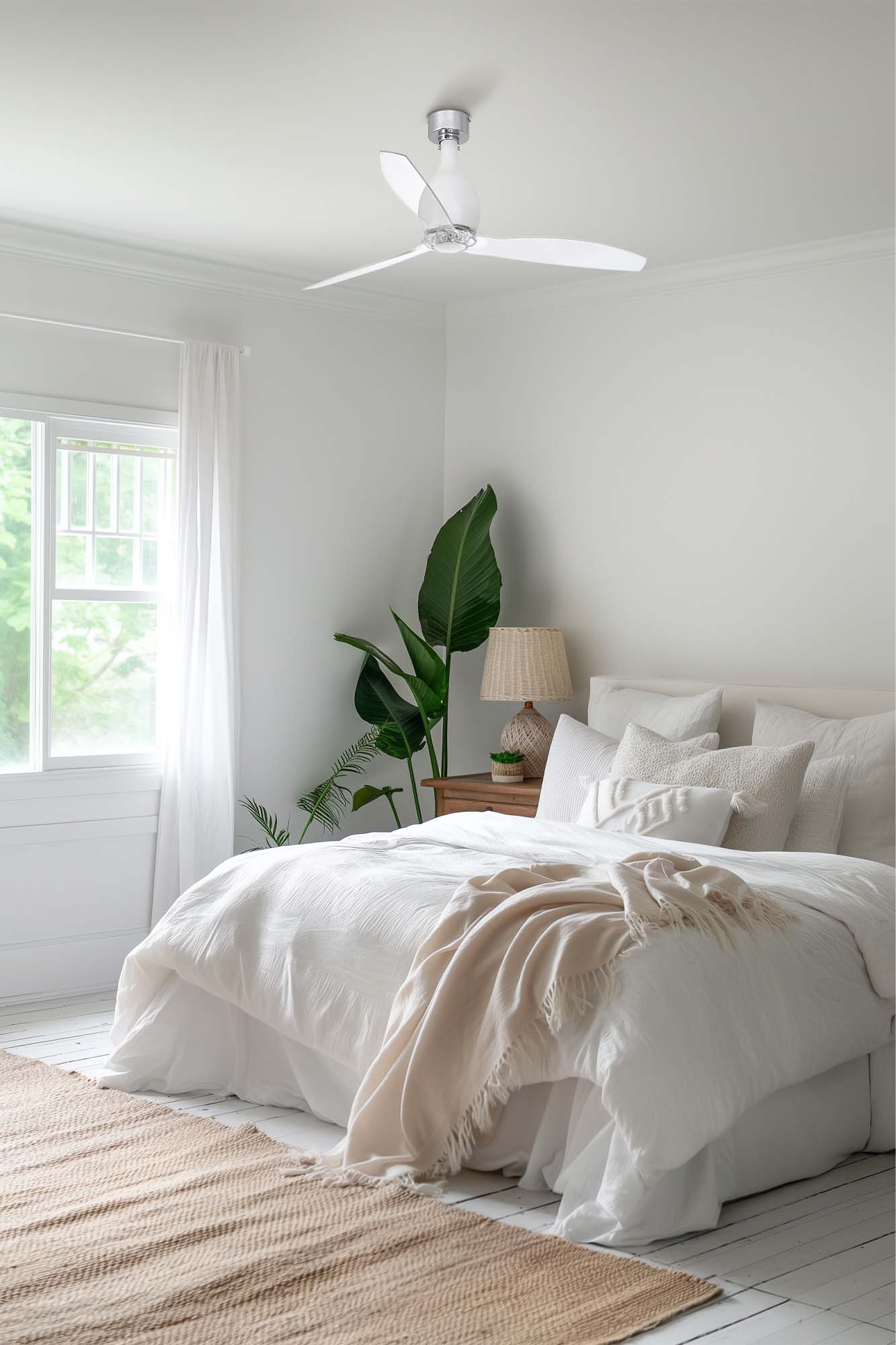 Ventilatore a Soffitto Bianco Opaco e Trasparente Senza Luce