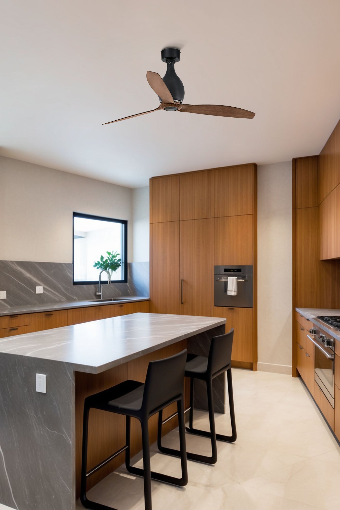 Ventilatore Senza Luce Mini Eterfan Nero Opaco e Legno