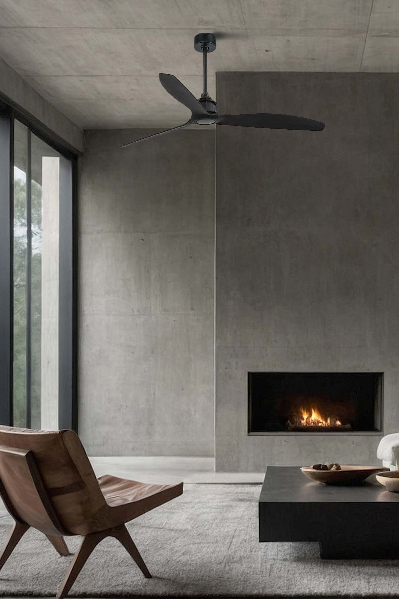 Ventilatore a 3 Pale Con Telecomando e Motore Dc Nero Opaco