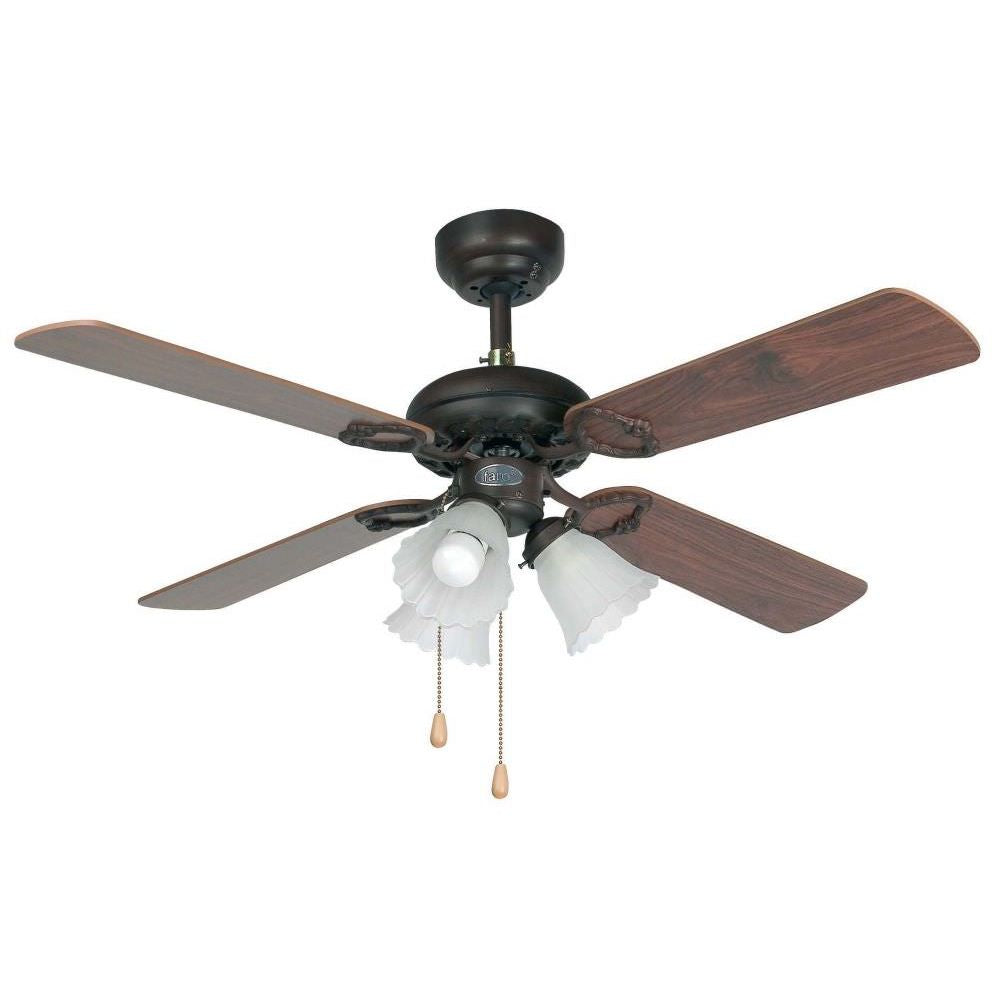 Faro Faro 33102 Mogano Noce Scuro Ventilatore a Soffitto Con Luce Lisboa