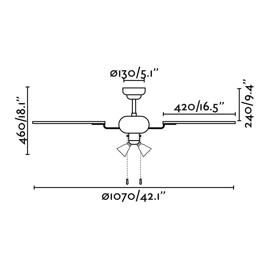 Ventilatore Con 4 Pale a Soffitto e Luce Classico Mpc 33102