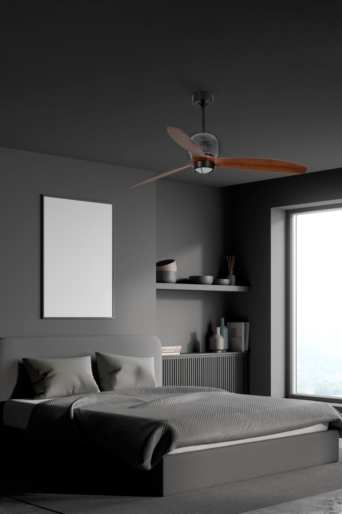 Ventilatore Deco Fan M nero noce luce 3000K