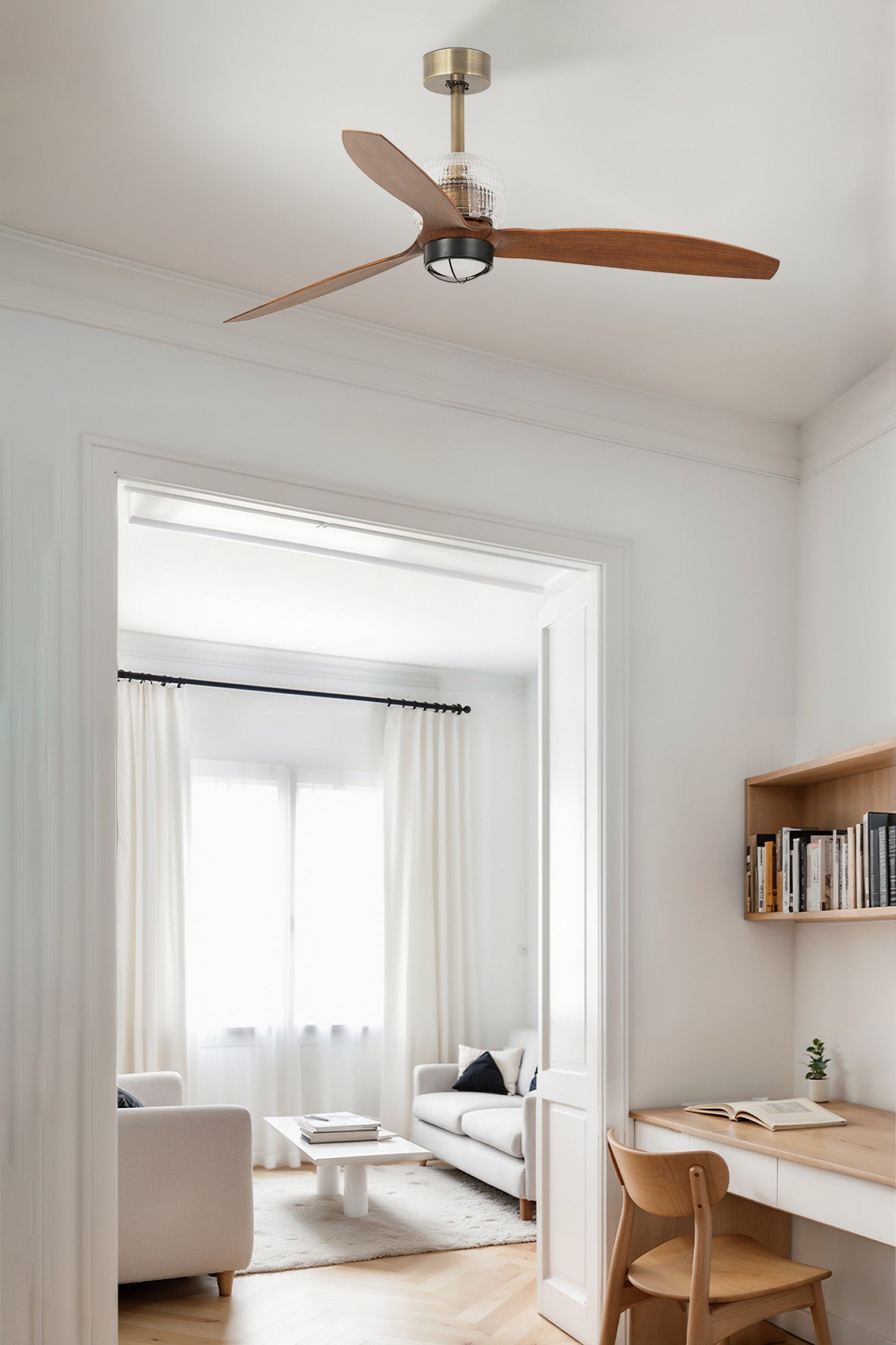 Ventilatore Deco Fan M oro vecchio noce 3000K