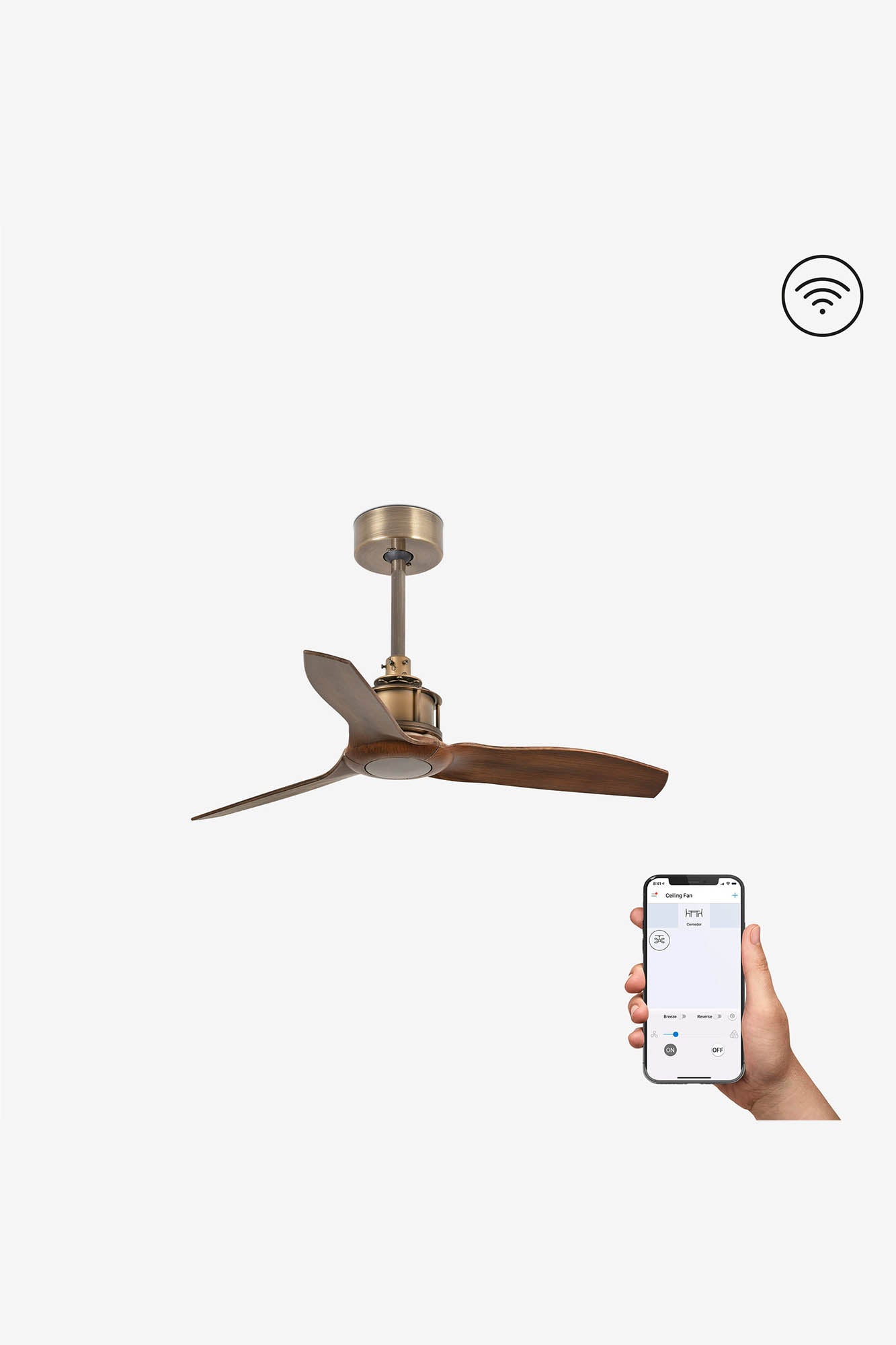 Ventilatore Just Fan S oro vecchio noce TUYA