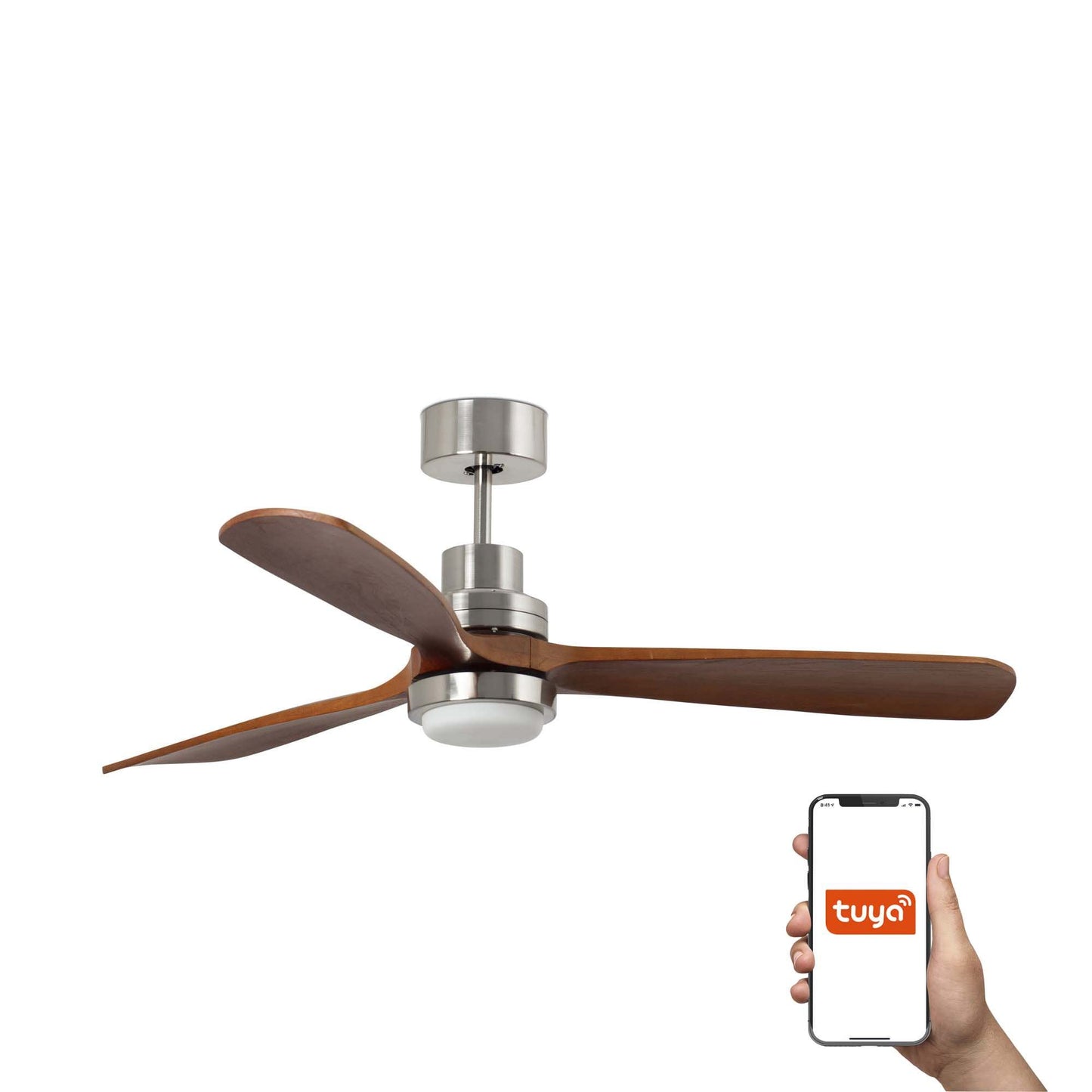 Ventilatore Lantau XL LED nichel opaco noce TUYA