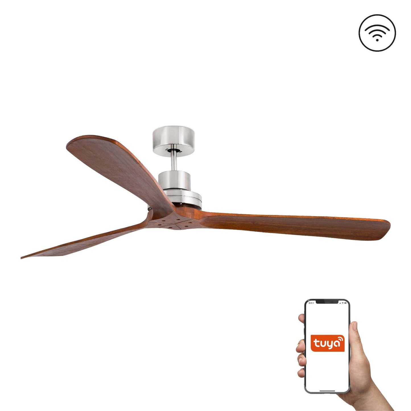 Ventilatore Lantau XL nichel opaco noce TUYA