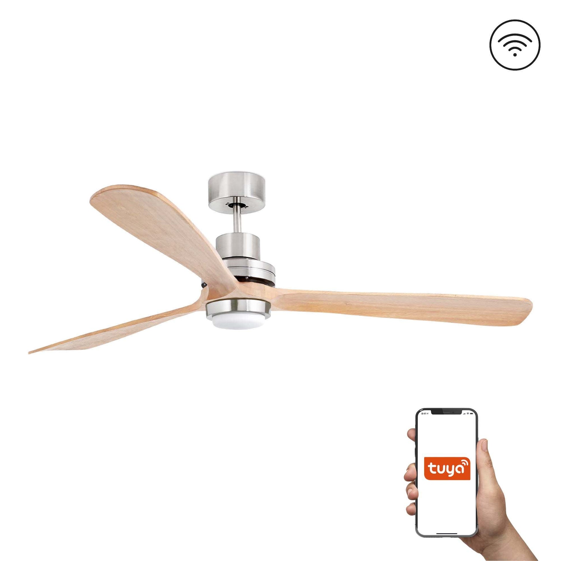 Ventilatore Lantau XL LED nichel opaco pino TUYA