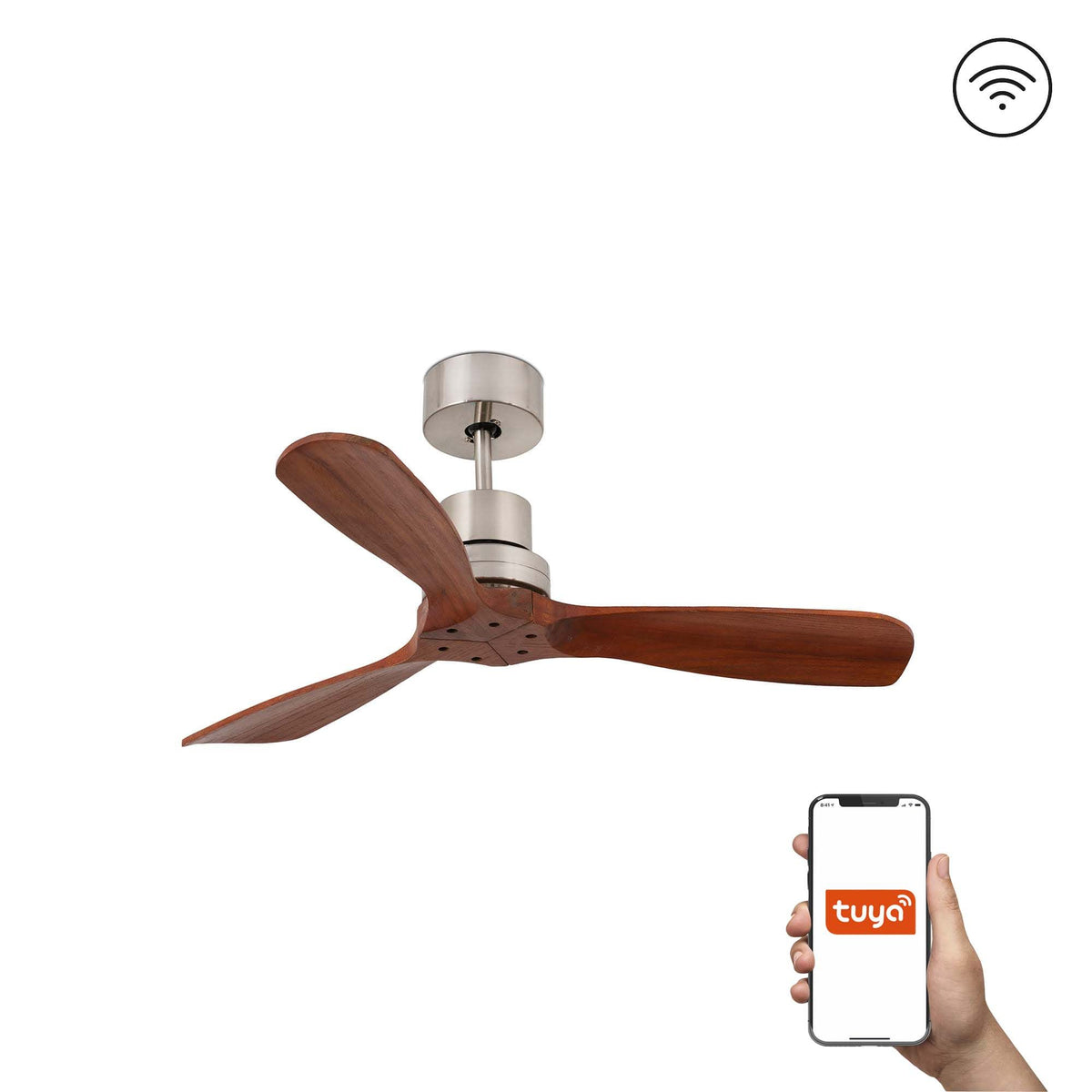 Ventilatore Mini Lantau S nichel opaco noce TUYA