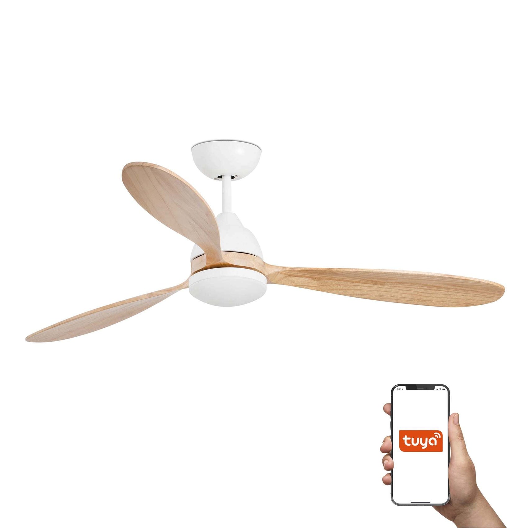 Ventilatore Poros L Led bianco pino TUYA