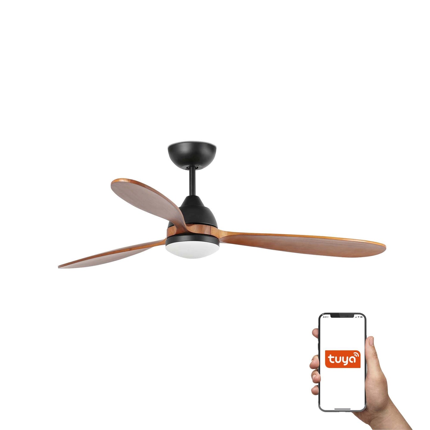 Ventilatore Poros L Led nero noce TUYA