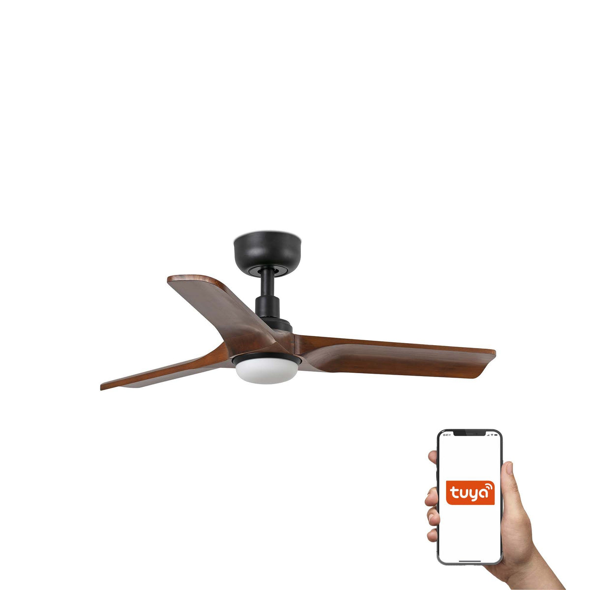 Ventilatore Heywood S nero noce CCT TUYA