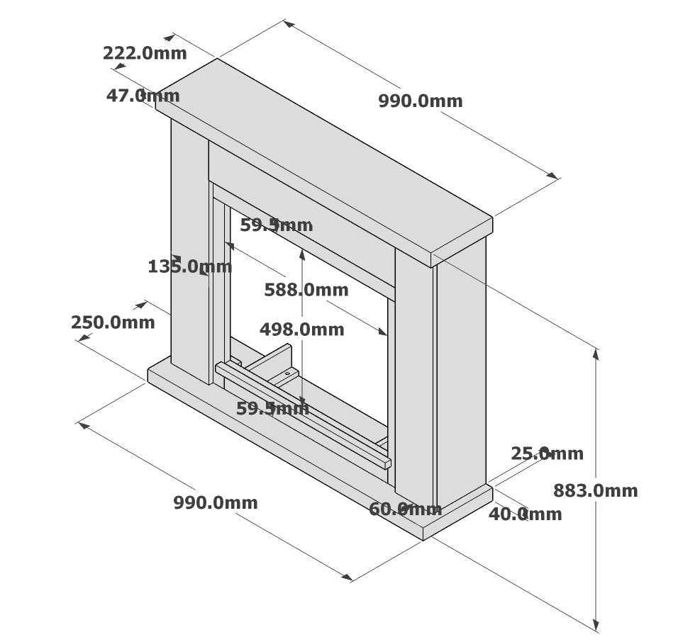 Tagu Fm461oa1 Cornice In Legno Per Caminetto Powerflame Rovere
