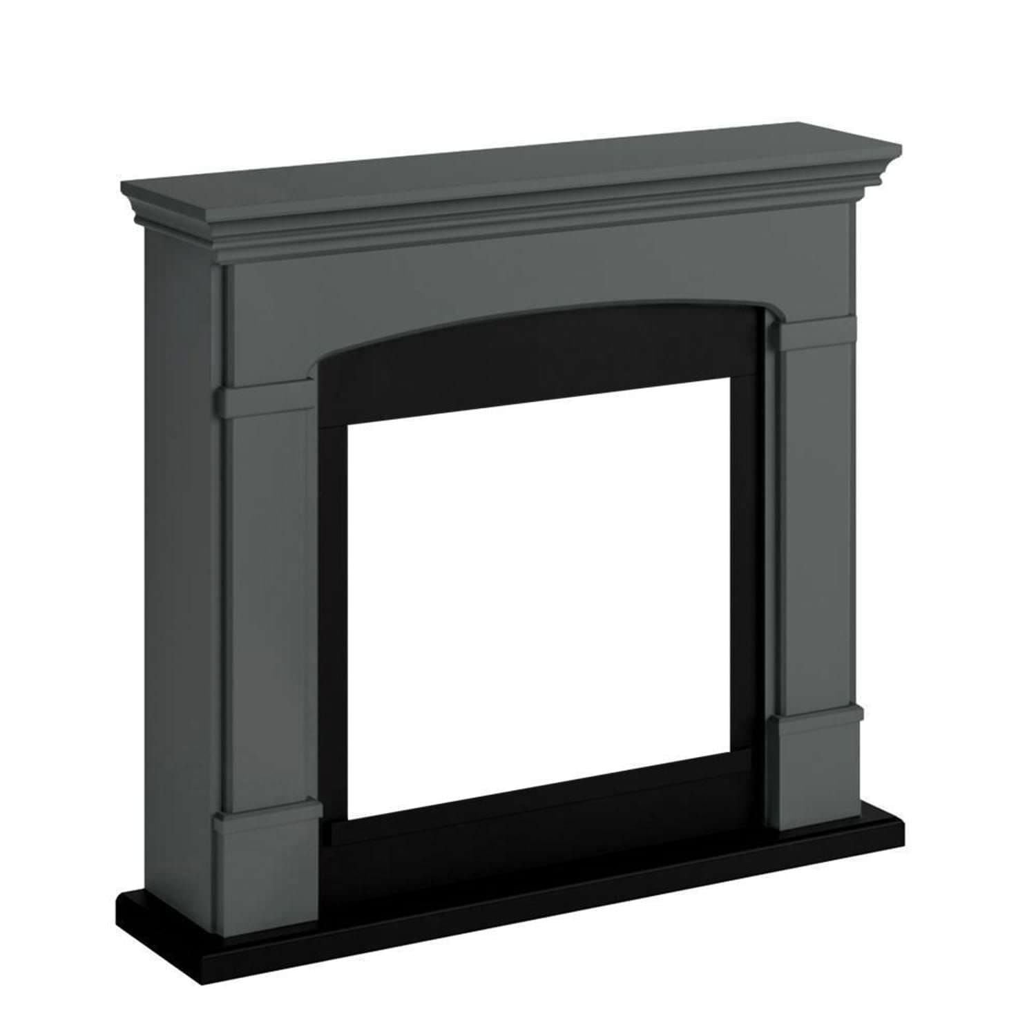 Cornice in legno grigio scuro per camino elettrico eleganza e durata