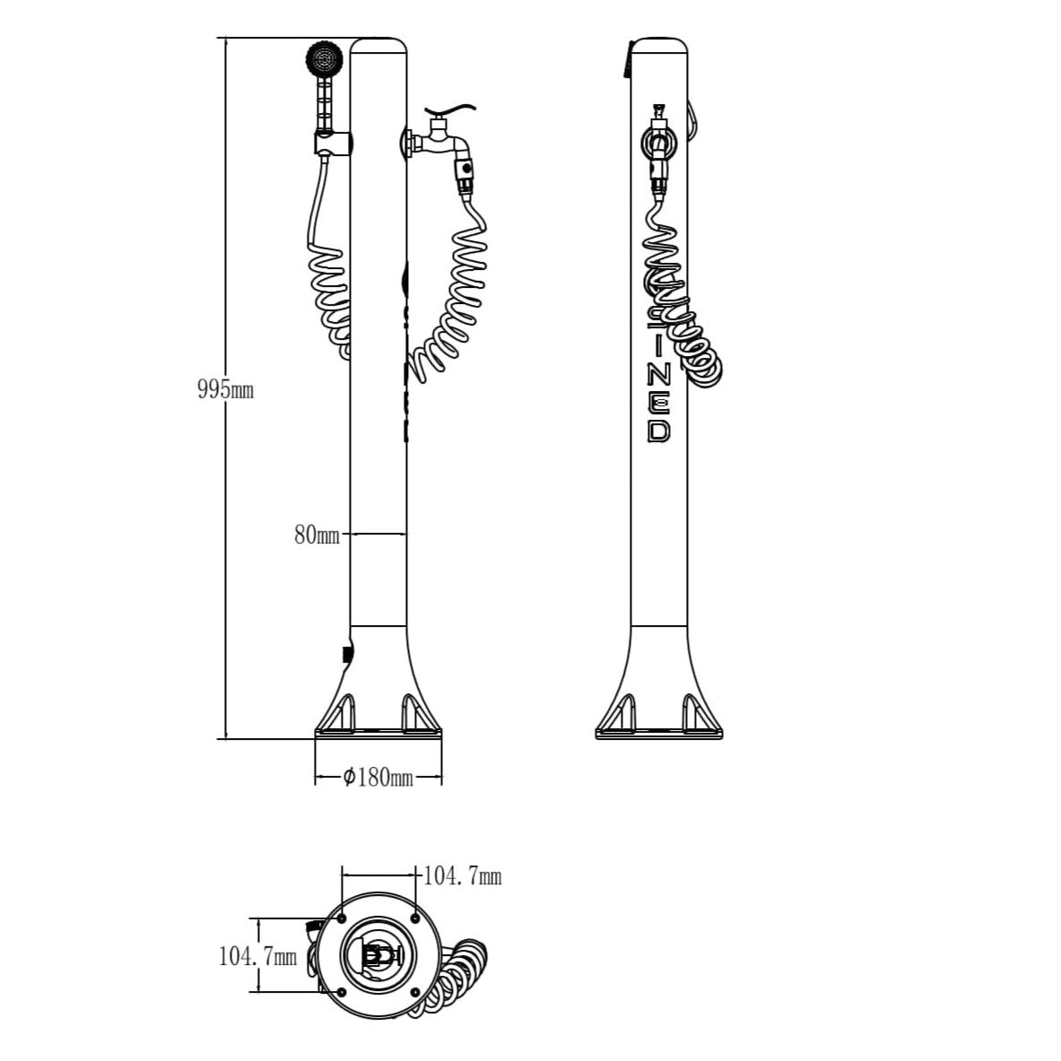 Fontana Da Giardino In Alluminio Sined Con Attacco Laterale Tubo Flessibile Da 75 m e Pistola a 8 Getti
