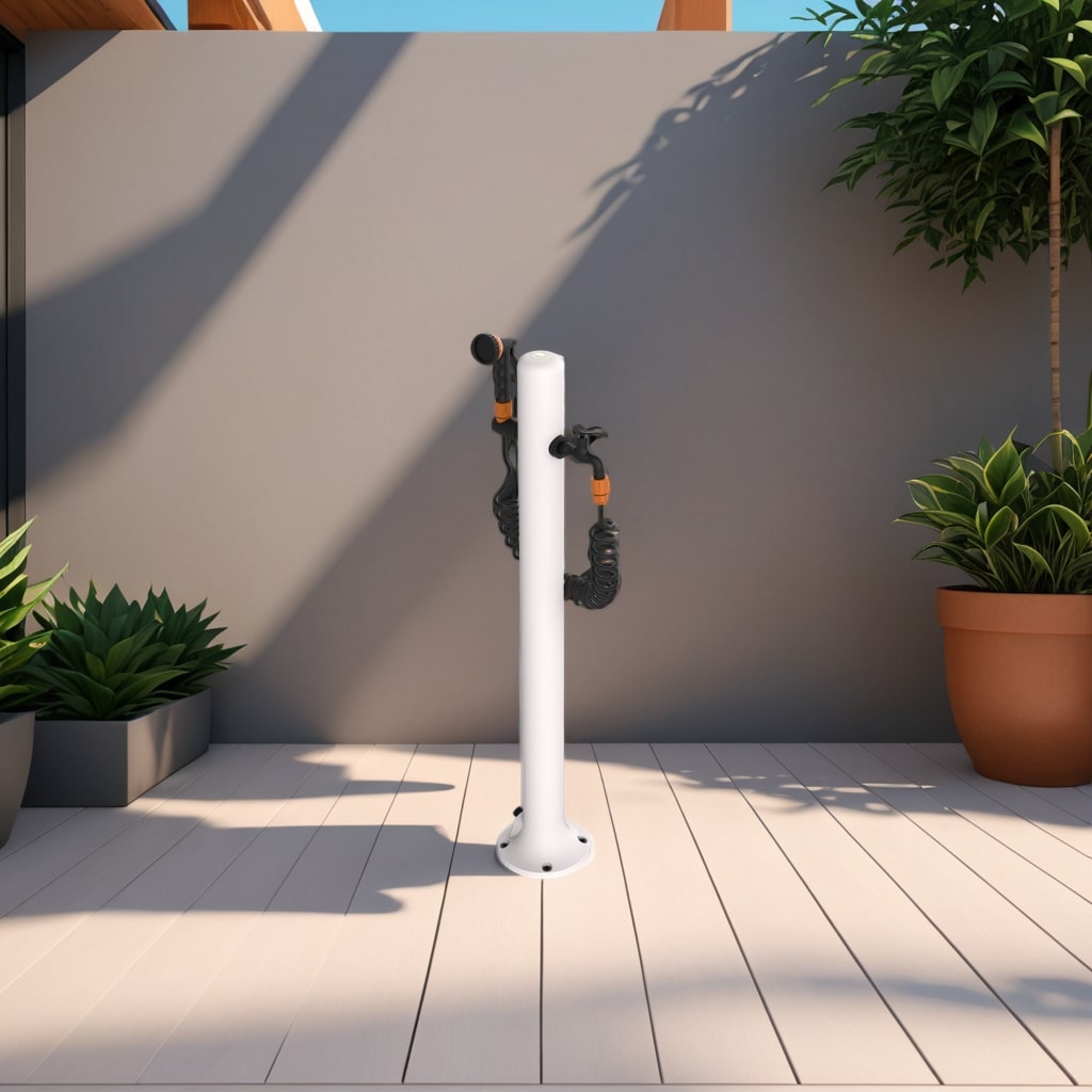 Fontana Da Giardino In Alluminio Sined Con Attacco Laterale Tubo Flessibile Da 75 m e Pistola a 8 Getti