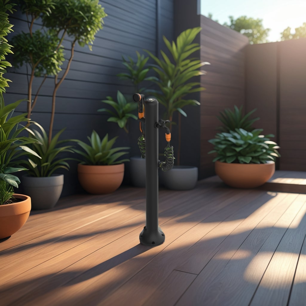 Fontana Da Giardino Nera In Alluminio Sined Con Tubo Da 75 m e Pistola a 8 Getti Resistente e Dal Design Elegante Acquista Ora Per Unirrigazione Efficiente e Duratura