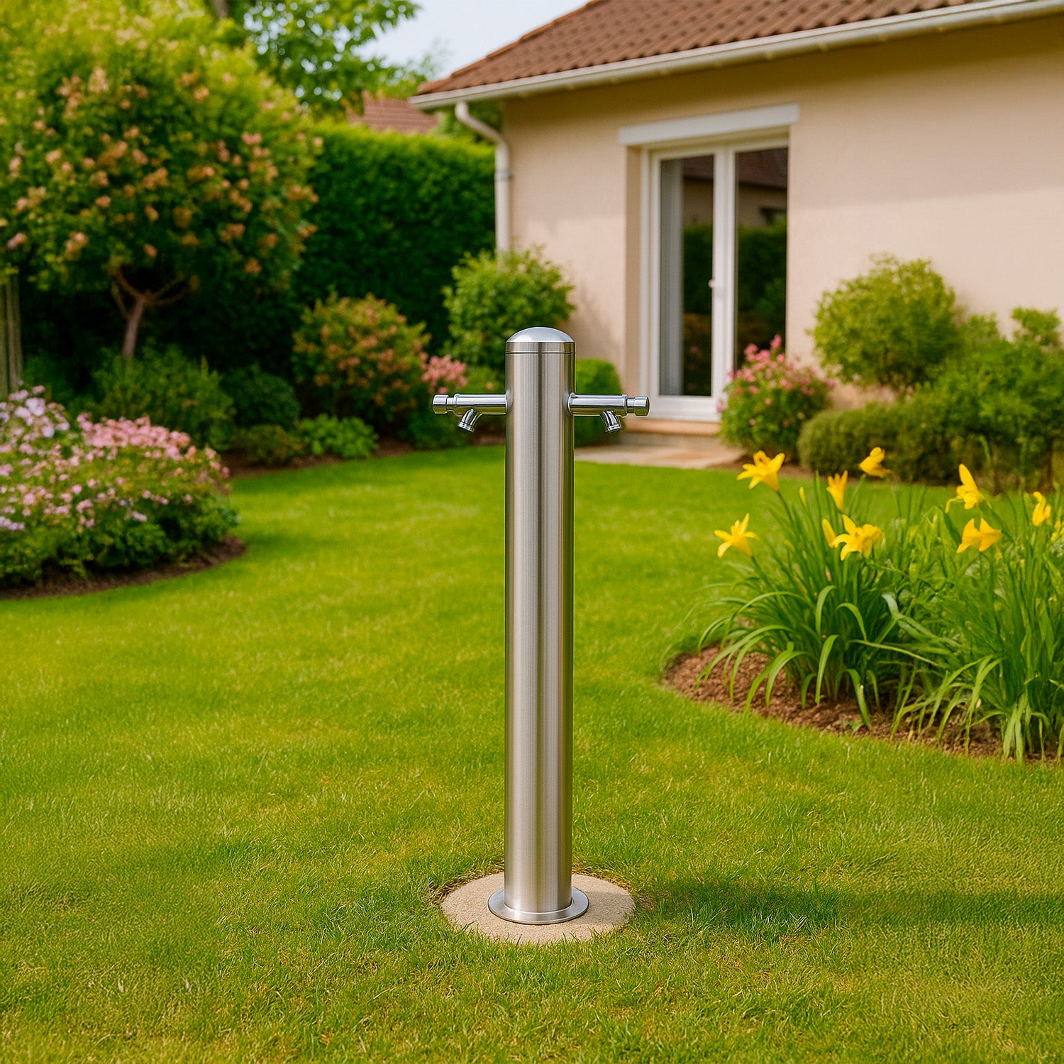 Fontanella inox Sined 2 teste design elegante e sostenibile