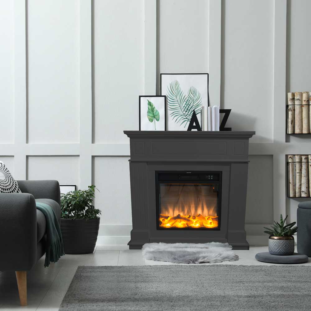 Caminetto elettrico FUEGO Alberto Antracita eleganza e calore per il tuo spazio