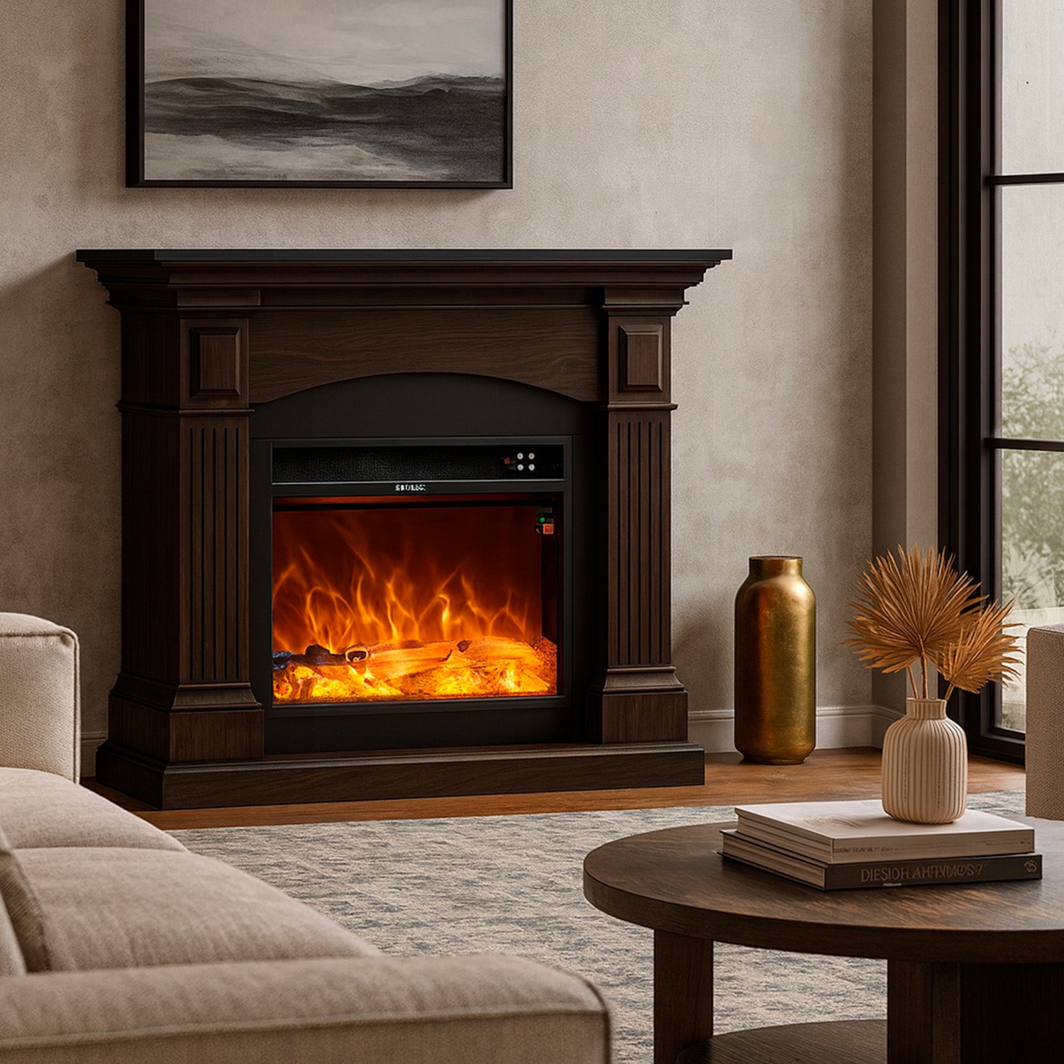 Caminetto Elettrico Wenge Con Telecomando Design Elegante e Funzionale